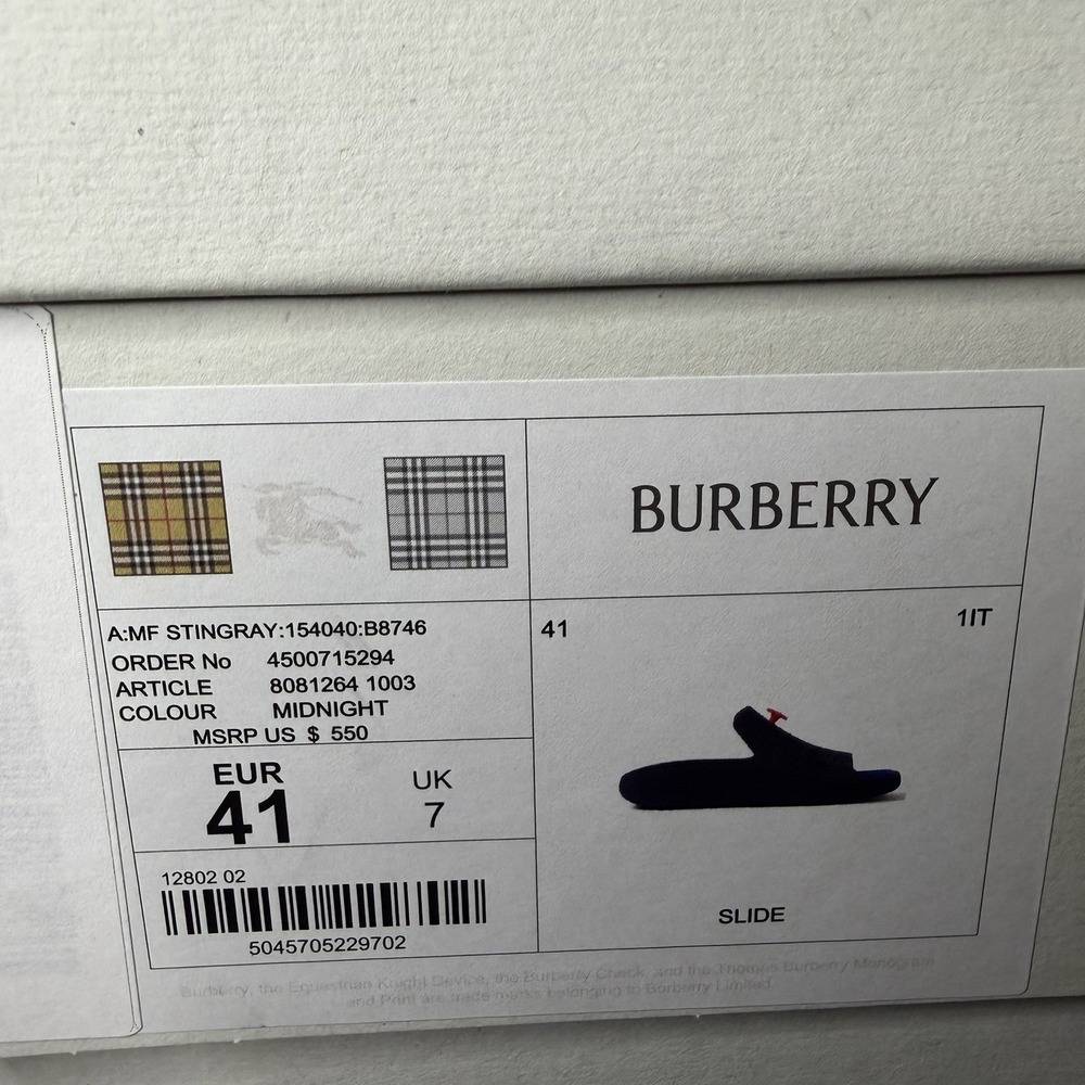 Burberry Men's "Stingray" Rubber Pool Slide Flip Flop Midnight Shoes US 8 EU 41 - Picture 9 of 9